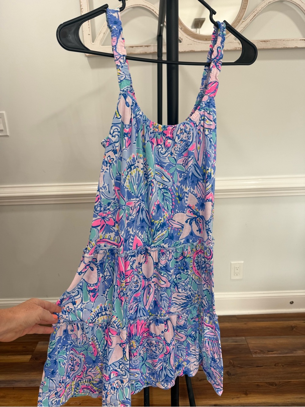 Lilly Pulitzer Loro Dress Multi Pop Up Got Your Back Floral Tiered Mini XSmall